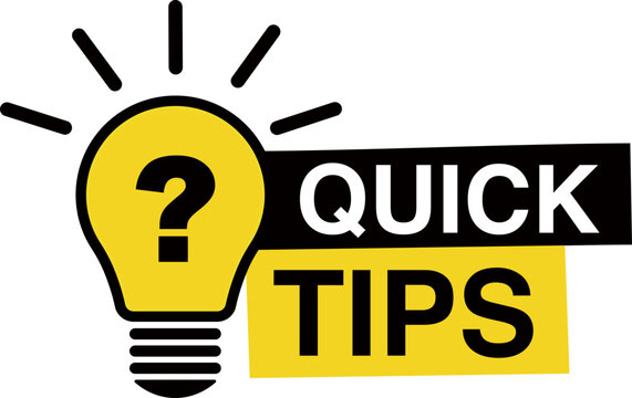 Quick tips sticker. Quick tips badge with lamp.