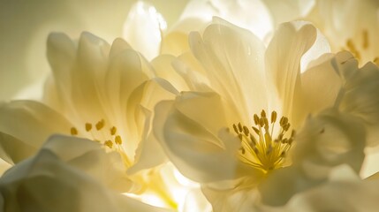 Obraz premium A close up of a bunch of white flowers with yellow stamens