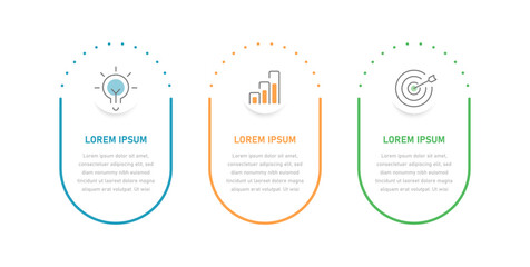 A round three-stage scheme for presentation. A modern infographic template for describing the process, stages, and sequence of events