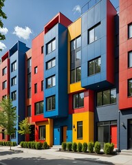 Obraz premium Colorful row of houses with vibrant facade.