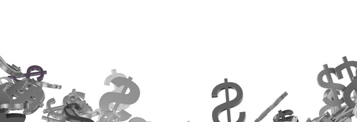 Dollar Signs Raining over Transparent Background