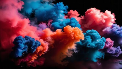 Obraz premium colorful smoke rising on black background