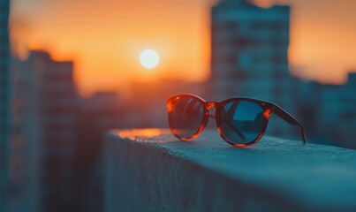 Stylish Sunglasses: Summer Protection and Beach Chic. Minimalist Eyewear Design for Season-End Sale. Abstract Sunglasses Silhouette with Ocean Vibes for Outdoor Adventure Marketing. Versatile Graphic 