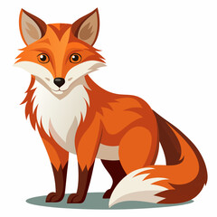 Obraz premium Cartoon Red Fox Sitting with White Background