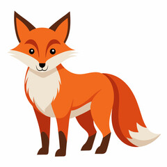 Obraz premium Cartoon Illustration of a Red Fox Standing with Its Tail Behind It