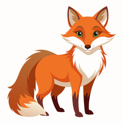 Obraz premium Cartoon Fox with a Fluffy Tail and Green Eyes