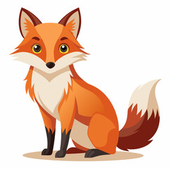 Obraz premium Sitting Orange Fox with White and Brown Fur