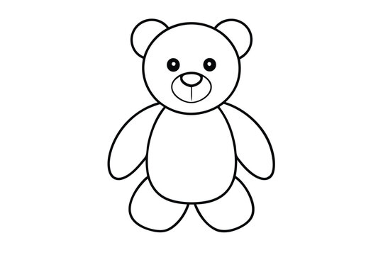 recommend clip art: A Teddy bear line art vector illustration