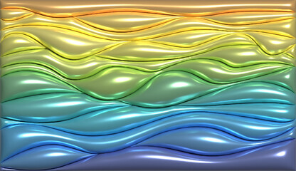 Іnflated 3D rainbow wavy wallpaper abstract background