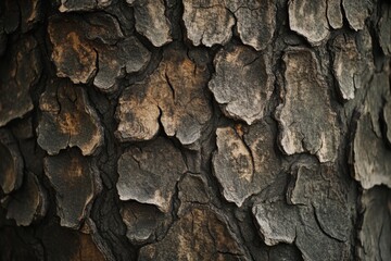 Detailed texture bark beautifully showcases its natural patterns along with earthy tones and hues