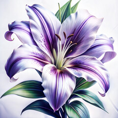 Fototapeta premium Elegant purple lily in full bloom showcasing delicate petals and vibrant colors