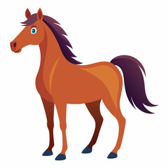 Obraz premium Cartoon Illustration of a Brown Horse with Blue Eyes