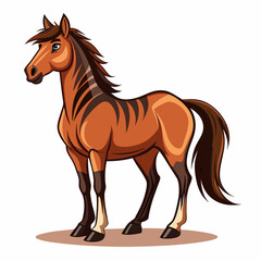 Fototapeta premium Brown Horse with Stripes Standing on Ground