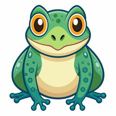 Fototapeta premium Cartoon Green Frog with Large Orange Eyes