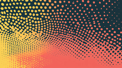 Warm gradient halftone effect with large visible dots forming abstract patterns