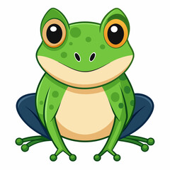Obraz premium Green Frog with Big Eyes Sitting on White Background