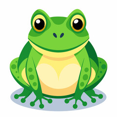 Obraz premium Cartoon Illustration of a Green Frog Sitting on a White Background