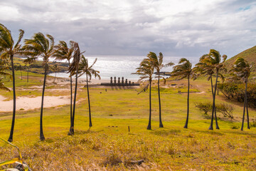 Easter Island or Rapa Nui - Anakena beach with Moai