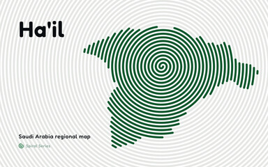 Creative Map of Ha'il in a Circle Spiral Pattern. Saudi Arabia regional map