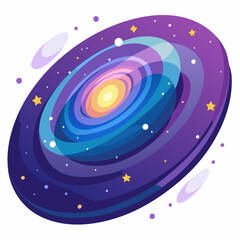 A Colorful Swirling Galaxy with Stars and Planets