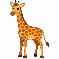 Obraz premium Cartoon Illustration of a Giraffe with Brown Spots