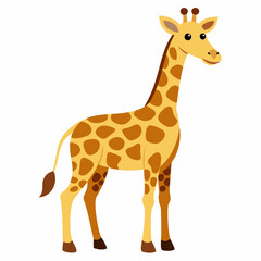 Naklejka premium Cartoon Giraffe with Brown Spots and Long Neck