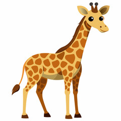 Naklejka premium Cartoon Illustration of a Giraffe Standing on White Background