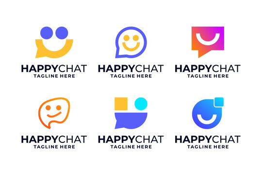 Set of Happy communicate logo design with colorful style