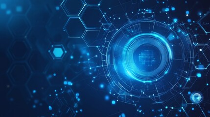 Obraz premium Abstract Blue Glowing Hexagon and Circular Design, Futuristic, Technology, Network ,abstract ,futuristic ,network