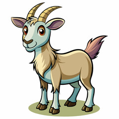 Fototapeta premium Cartoon Illustration of a Friendly Goat with Big Eyes