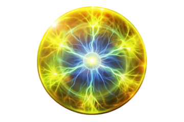 Plasma glowing electric yellow hologram png
