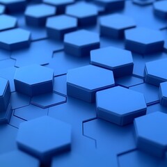 Obraz premium Abstract Blue Hexagon Pattern, 3D Render, Geometric Shapes, Hexagon, Geometry, 3D