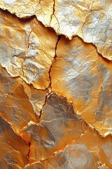 A close-up image of cracked gold and silver leaf