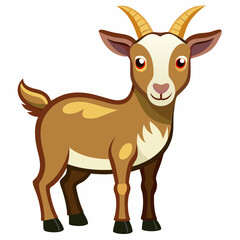 Cartoon illustration of a brown goat with horns