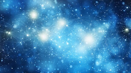 Obraz premium Abstract Blue Network with Glowing Lights, Digital Art, Network, Abstract, Background