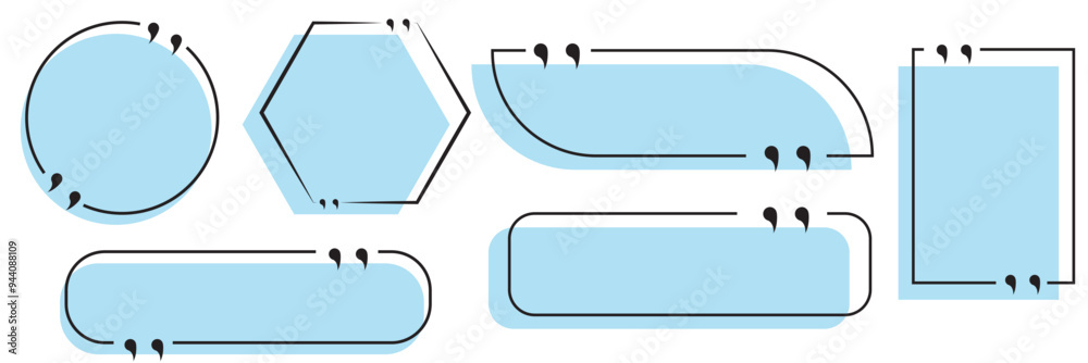 Fototapete set with quote box frame in abstract style. vector texting quote boxes. bubble banners with message 