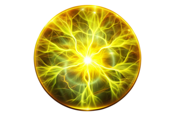 Plasma glowing electric yellow hologram png