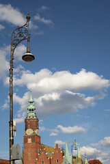 town hall in wroclaw on background blue sky