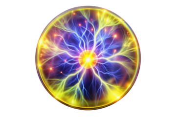 Plasma glowing electric yellow hologram png