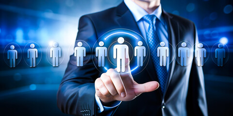 Chat bot ai artificial intelligence and automatic. Close up of businessman hand pushing icon on media. Compliance in business concept person use laptop. Customer support hotline people contact