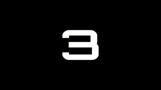 3, 2, 1 minutes countdown timer animation and Go! sign in black and white. 3 2 1 let's go Moving down Cartoon Number pack animation black background. flat design number drop down 4K animated
