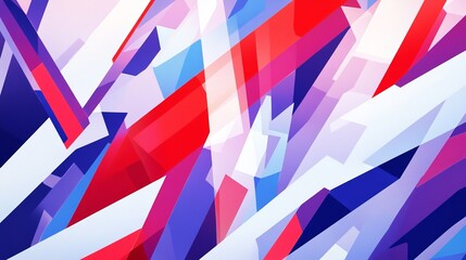 Fototapeta premium Abstract Geometric Composition in Red, Blue, and Purple, Abstract Art, Digital Art, Geometry