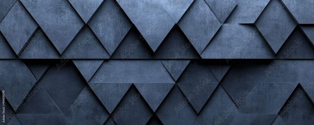 Wall mural Abstract Geometric Pattern of Triangles, Concrete, Texture, 3D Rendering, Design, Background, Minimalism