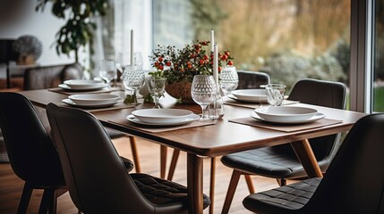 Obraz premium A photo of a clean and sanitized dining table
