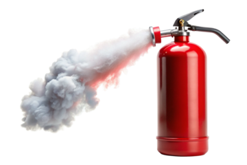 Red fire extinguisher blow smoke png