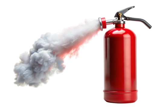 Red fire extinguisher blow smoke png