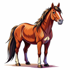 Obraz premium A Chestnut Horse with a White Marking on its Leg, Standing on a White Background
