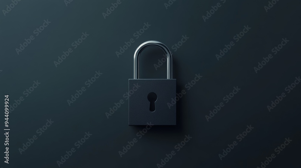 Aufkleber Minimalist black padlock on a dark background representing security and privacy. Concept of simplicity in digital security.