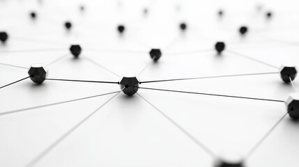 Connected Black Spheres, 3D Render, White Background, Network ,Connection ,Abstract