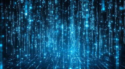 Digital Blue Rain, Abstract, 3D, Background